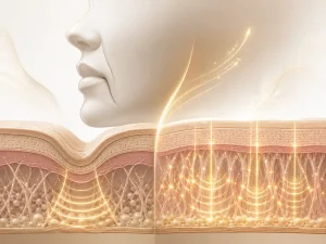 XERF雙頻電波拉皮改善皮膚鬆弛及法令紋示意圖，VITAURA STUDIO介紹膠原增生與非入侵式緊膚療程原理